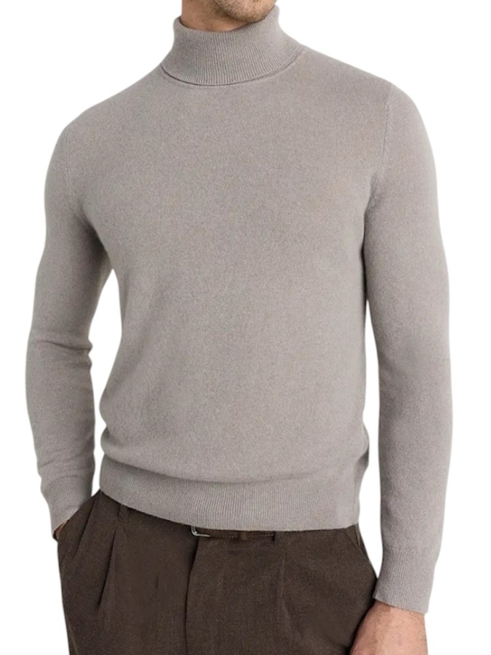 Quince Men’s Morel Gray 100% Mongolian Cashmere Turtleneck Sweater- Medium - Picture 10 of 12